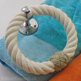 cotton rope towel rail with chrome fitting
