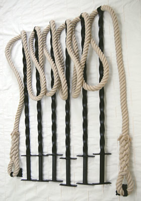 garden rope and wrought iron railings