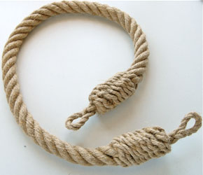 Rope tie-back in 24mm hemp with crown plait ending