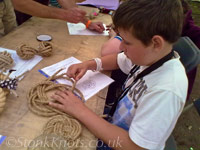 Tying a Turks' Head mat in manila cord, Wychwood 2012